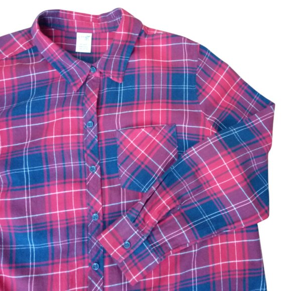 Terra & Sky plaid flannel shirt sz 0X 14W - Picture 6 of 10